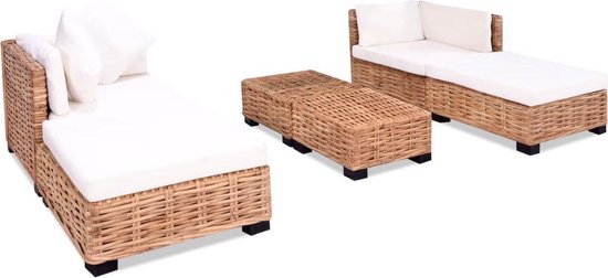 Vidaxl Loungeset Natuurlijk Rattan 16-delig - Bruin