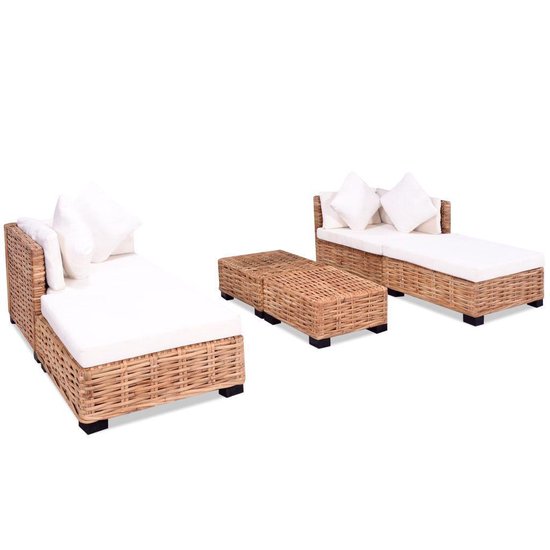Vidaxl Loungeset Natuurlijk Rattan 16-delig - Bruin