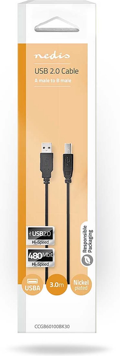 Nedis Usb-kabel 3.00 M - Zwart