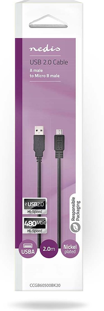 Nedis Usb-kabel 2.00 M - Zwart