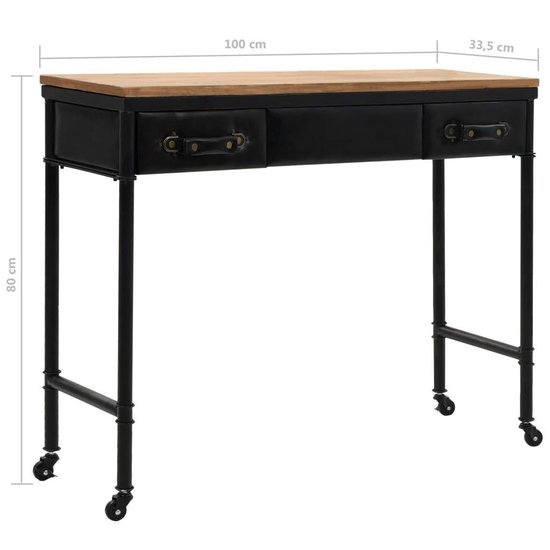 Vidaxl Wandtafel 100x33,5x80 Cm Mdf En Vurenhout - Zwart