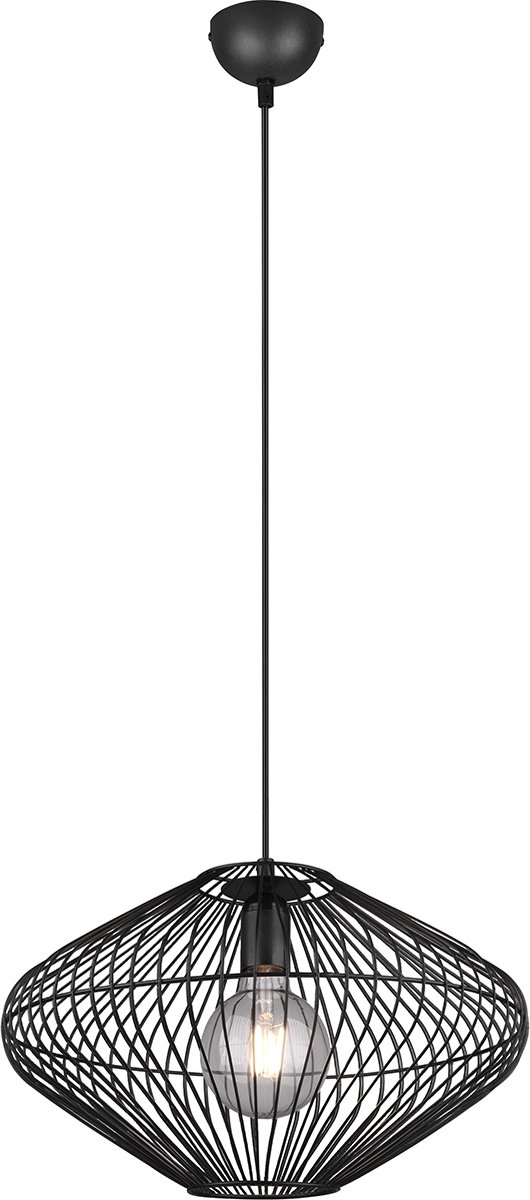 BES LED Led Hanglamp - Hangverlichting - Trion Caboli - E27 Fitting - Rond - Mat - Aluminium - Zwart