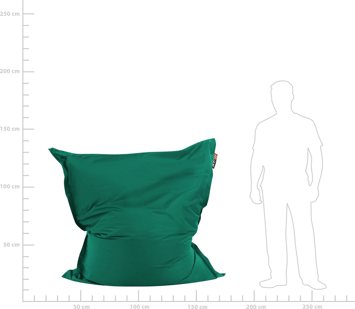 Beliani Bean Bag Big Zitzak Polyester 140 X 180 Cm - Groen