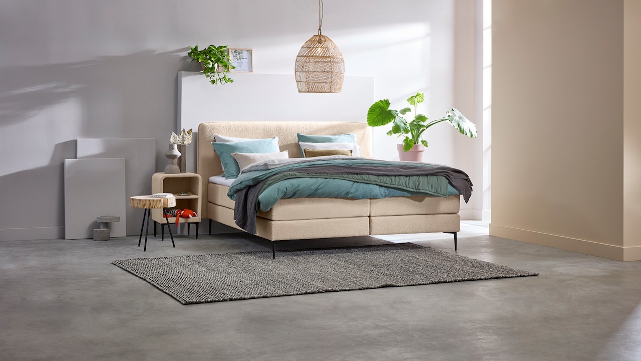 Boxspring Quartz Vlak Met Gestoffeerd Matras - 160 x 220 cm - rpes 03