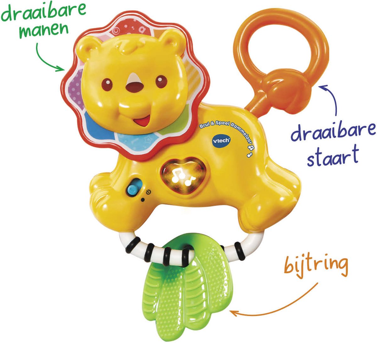Vtech Rammelaar Brul & Speel Met Muziek 14 Cm - Geel