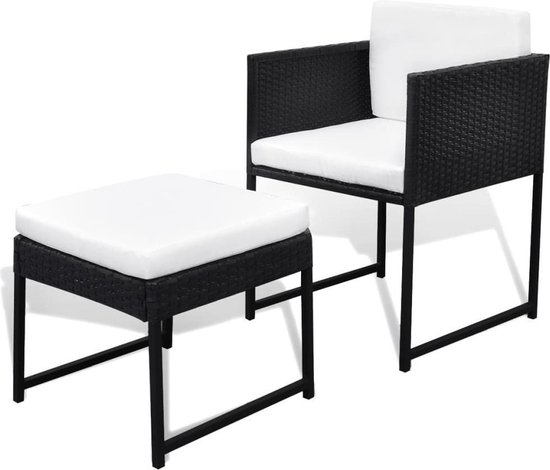 Vidaxl 13-delige Tuinset Met Kussens Poly Rattan - Zwart