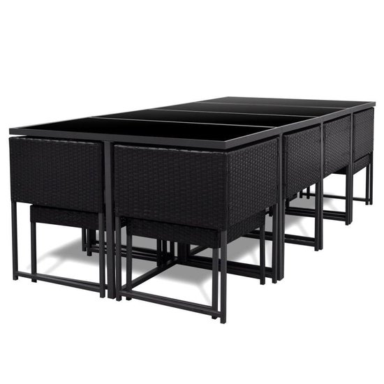 Vidaxl 13-delige Tuinset Met Kussens Poly Rattan - Zwart