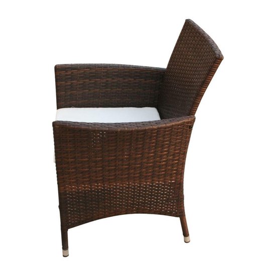 Vidaxl 7-delige Tuinset Met Kussens Poly Rattan - Bruin