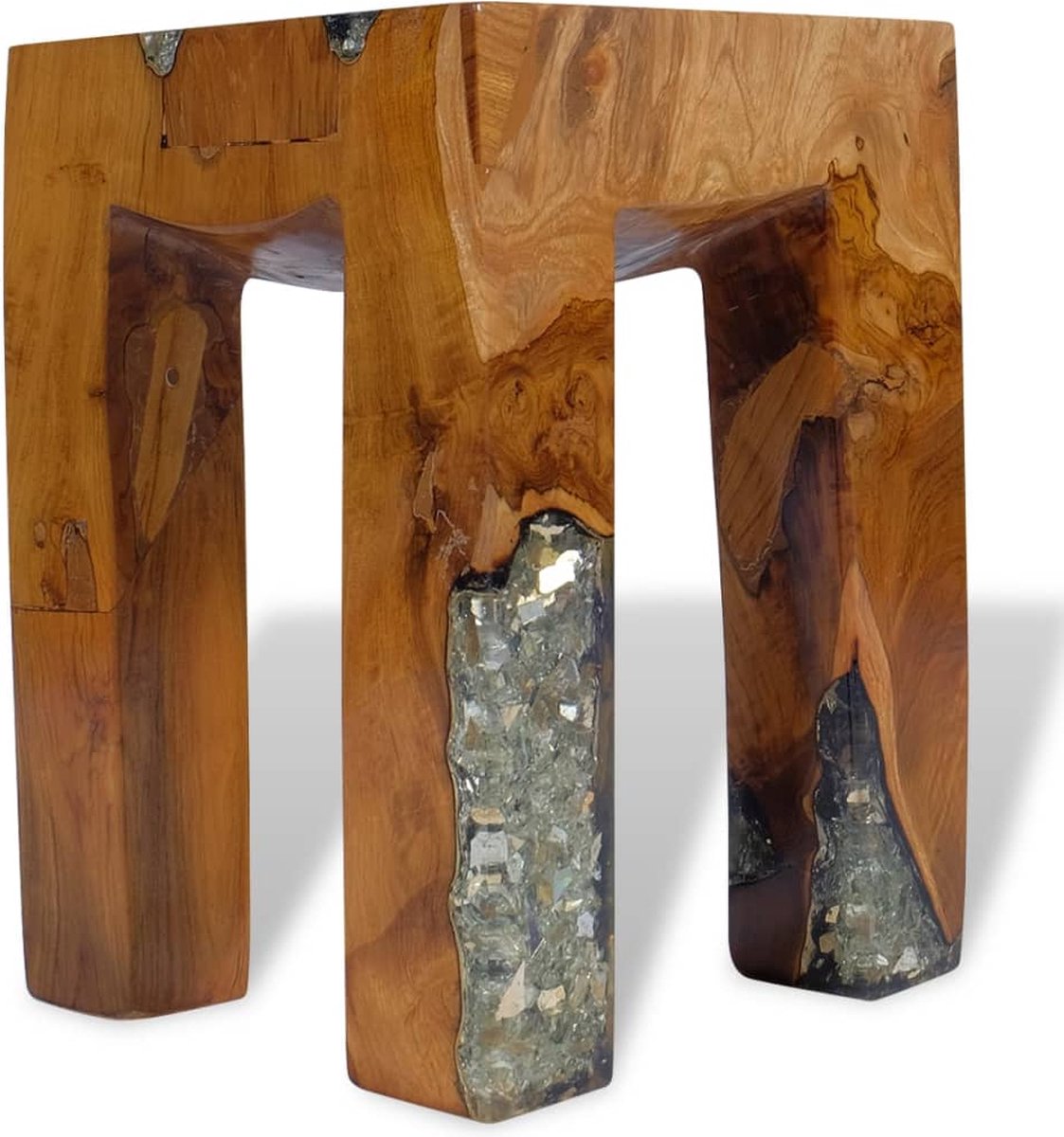 Vidaxl Kruk Massief Teakhout En Hars - Bruin