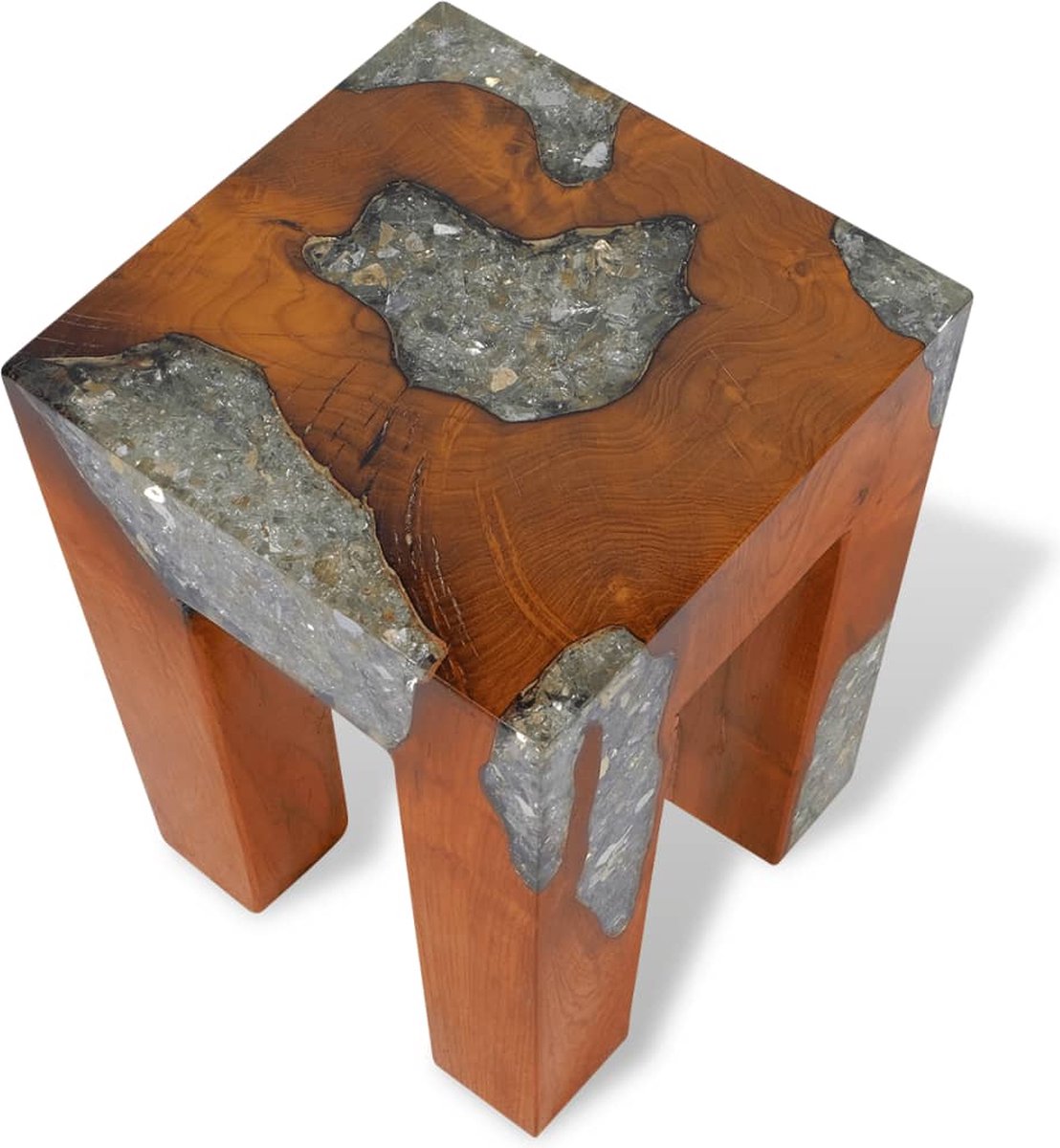 Vidaxl Kruk Massief Teakhout En Hars - Bruin