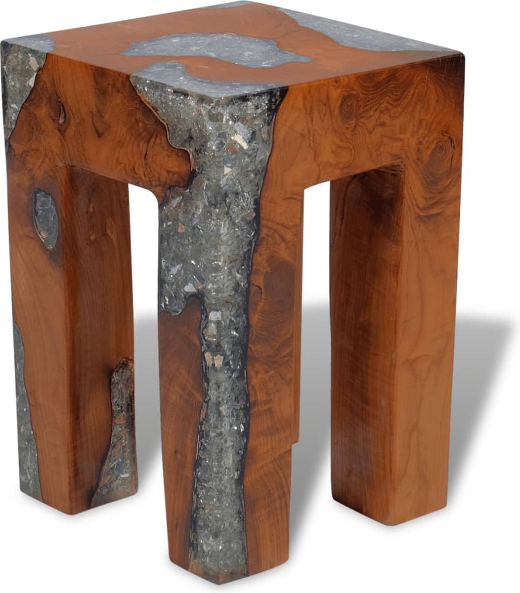 Vidaxl Kruk Massief Teakhout En Hars - Bruin