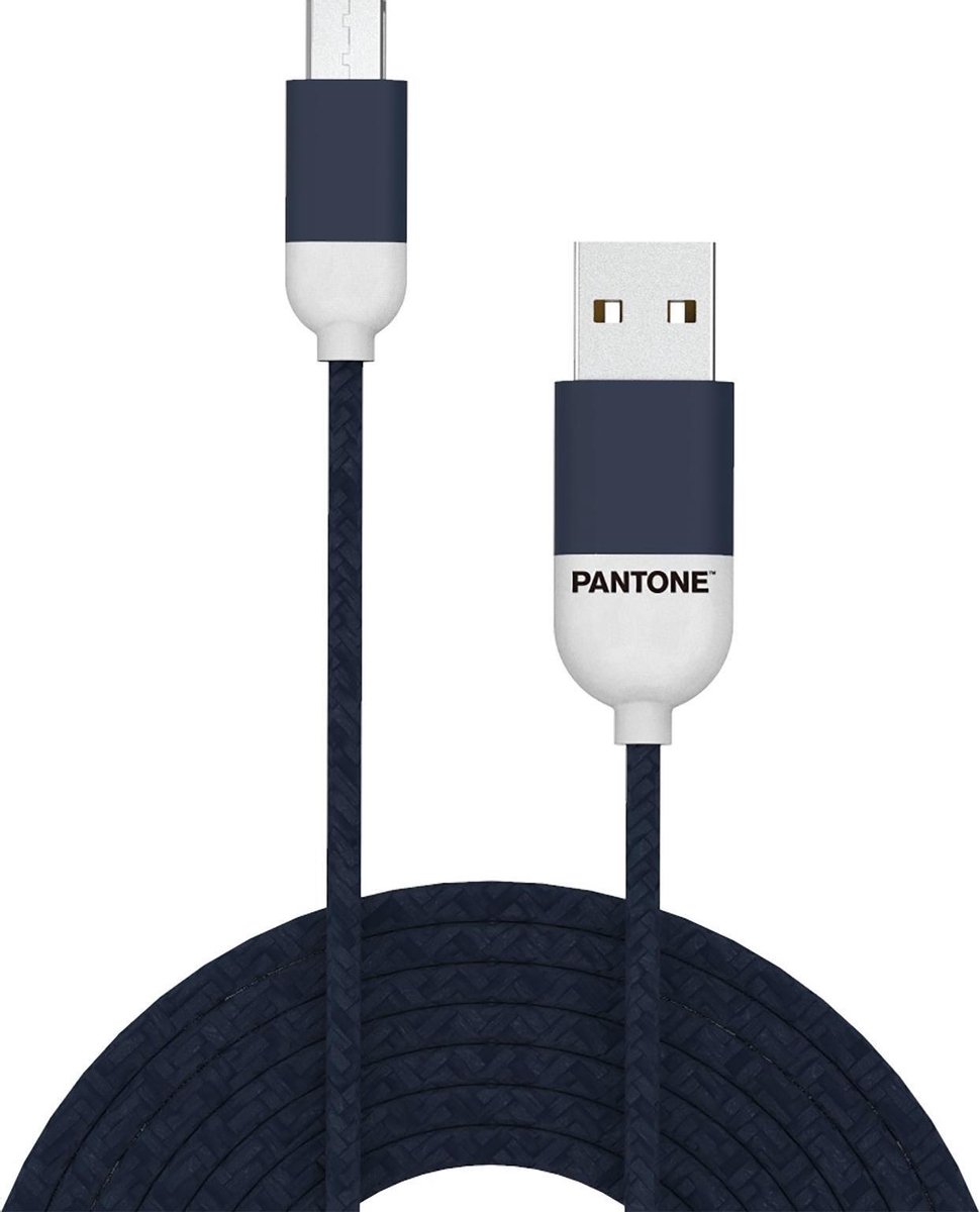 Micro-usb Kabel, Zwart - Rubber - Celly Pantone - Blauw