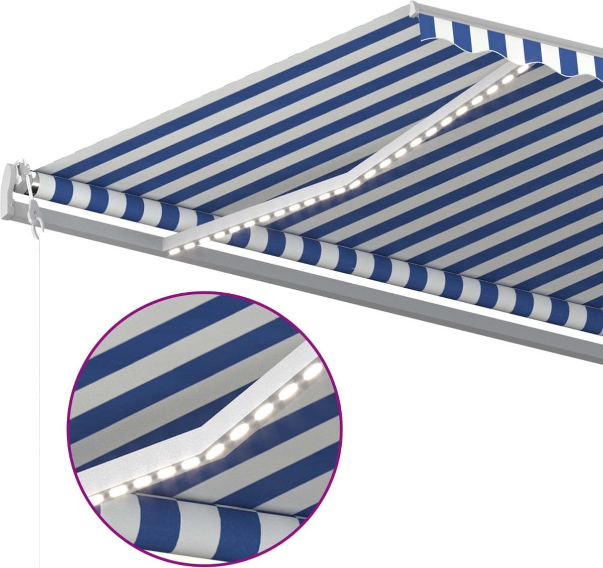 Vidaxl Luifel Automatisch Met Led En Windsensor 600x350 Cm - Blauw