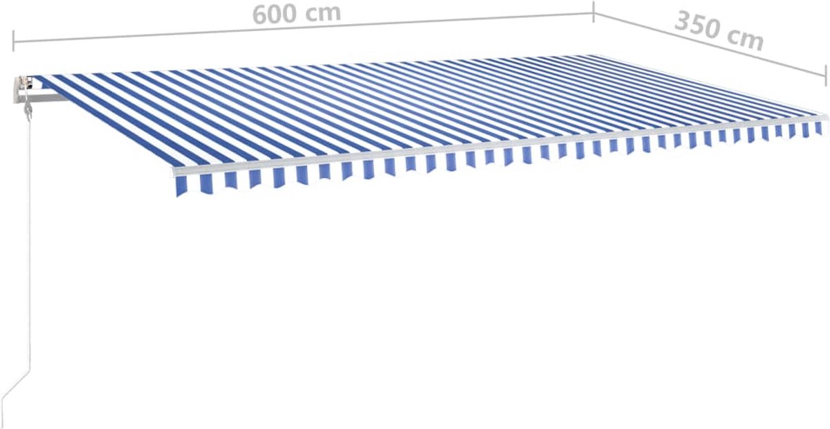 Vidaxl Luifel Automatisch Met Led En Windsensor 600x350 Cm - Blauw