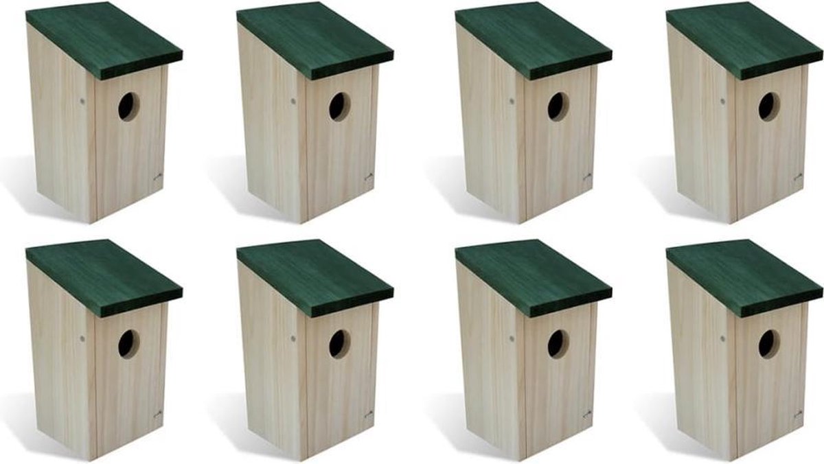 Vidaxl Vogelhuisjes 8 St 12x12x22 Cm Hout - Beige