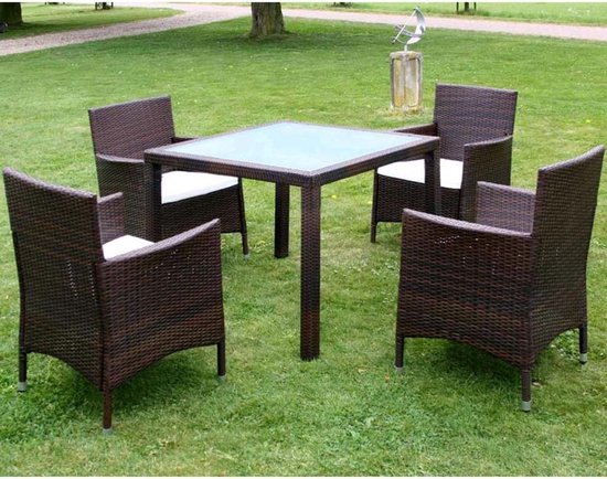 Vidaxl 5-delige Tuinset Met Kussens Poly Rattan - Bruin