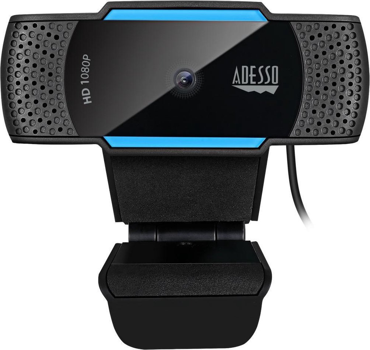 Adesso CyberTrack H5 webcam 2,1 MP 1920 x 1080 Pixels USB 2.0 Zwart, - Blauw