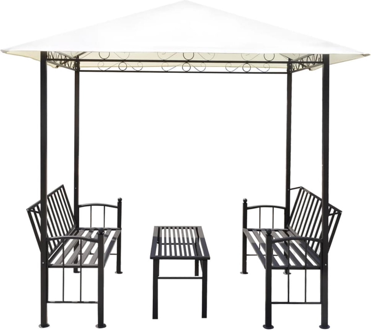 Vidaxl Tuinpaviljoen Met Tafel En Bankjes 2,5x1,5x2,4 M - Wit