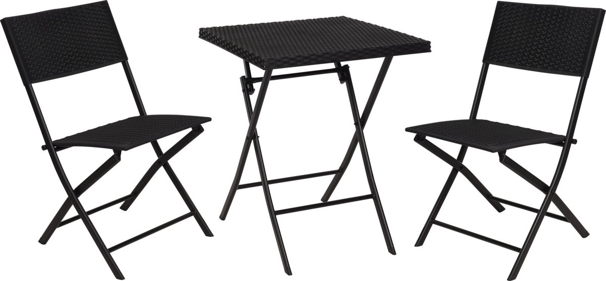 4gardenz 4goodze Bistroset Wicker 2-persoons - Balkon Stoelenset - Zwart