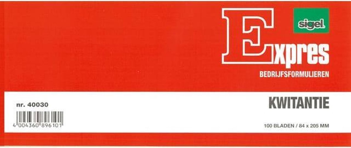 Sigel Expres Kwitantieboek 8,4 X 20,5 Cm Papier 100 Vel - Rood