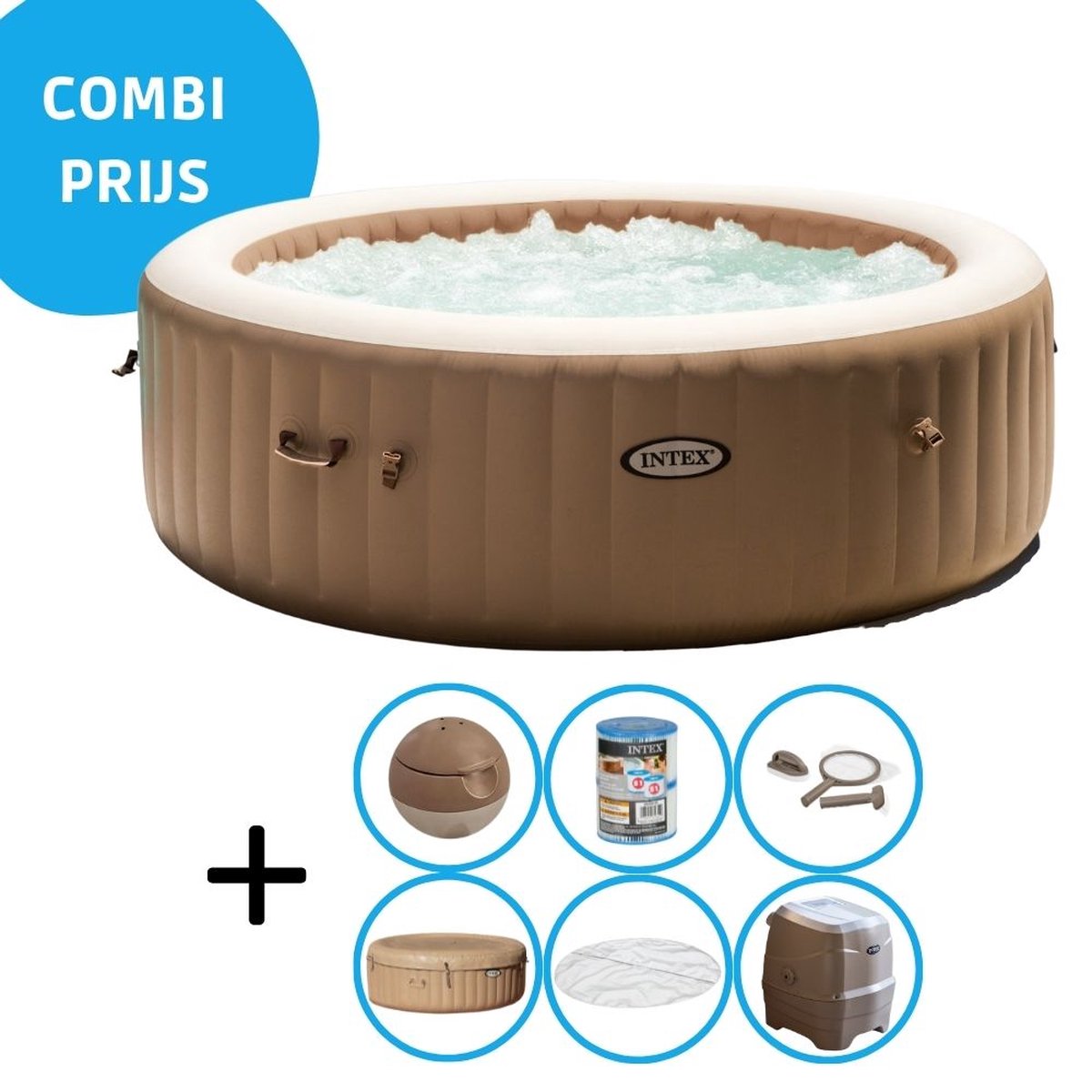 Intex - Bubble Massage - Jacuzzi - 216 X 71 Cm Met Onderhoudskit - Beige