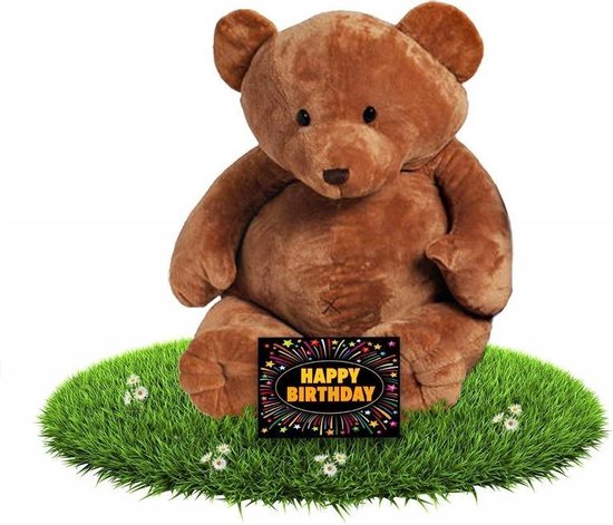 Happy Horse Verjaardag Knuffel Teddybeer Boris 54 Cm - Incl. Gratis Verjaardagskaart - Bruin