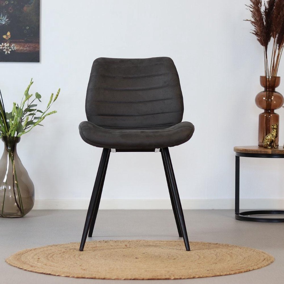 Bronx71 Industriële Eetkamerstoel Morris Antraciet - Eetkamerstoelen Set Van 4 - Grijs