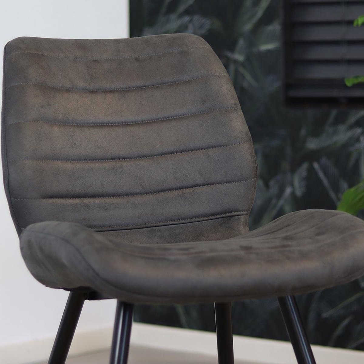 Bronx71 Industriële Eetkamerstoel Morris Antraciet - Eetkamerstoelen Set Van 4 - Grijs