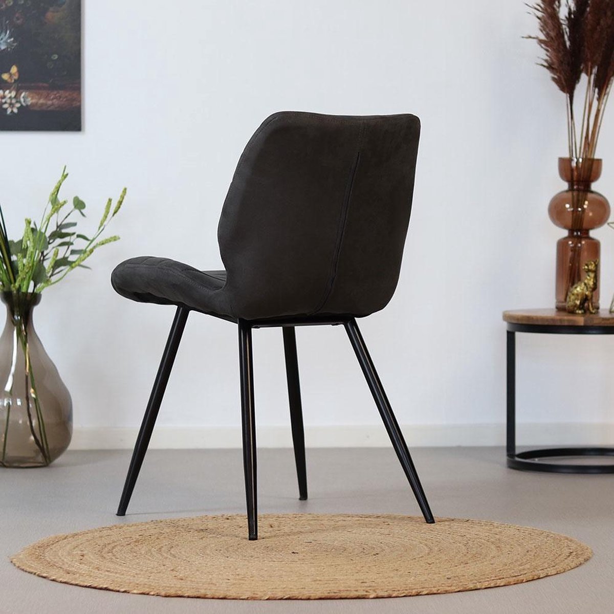Bronx71 Industriële Eetkamerstoel Morris Antraciet - Eetkamerstoelen Set Van 4 - Grijs