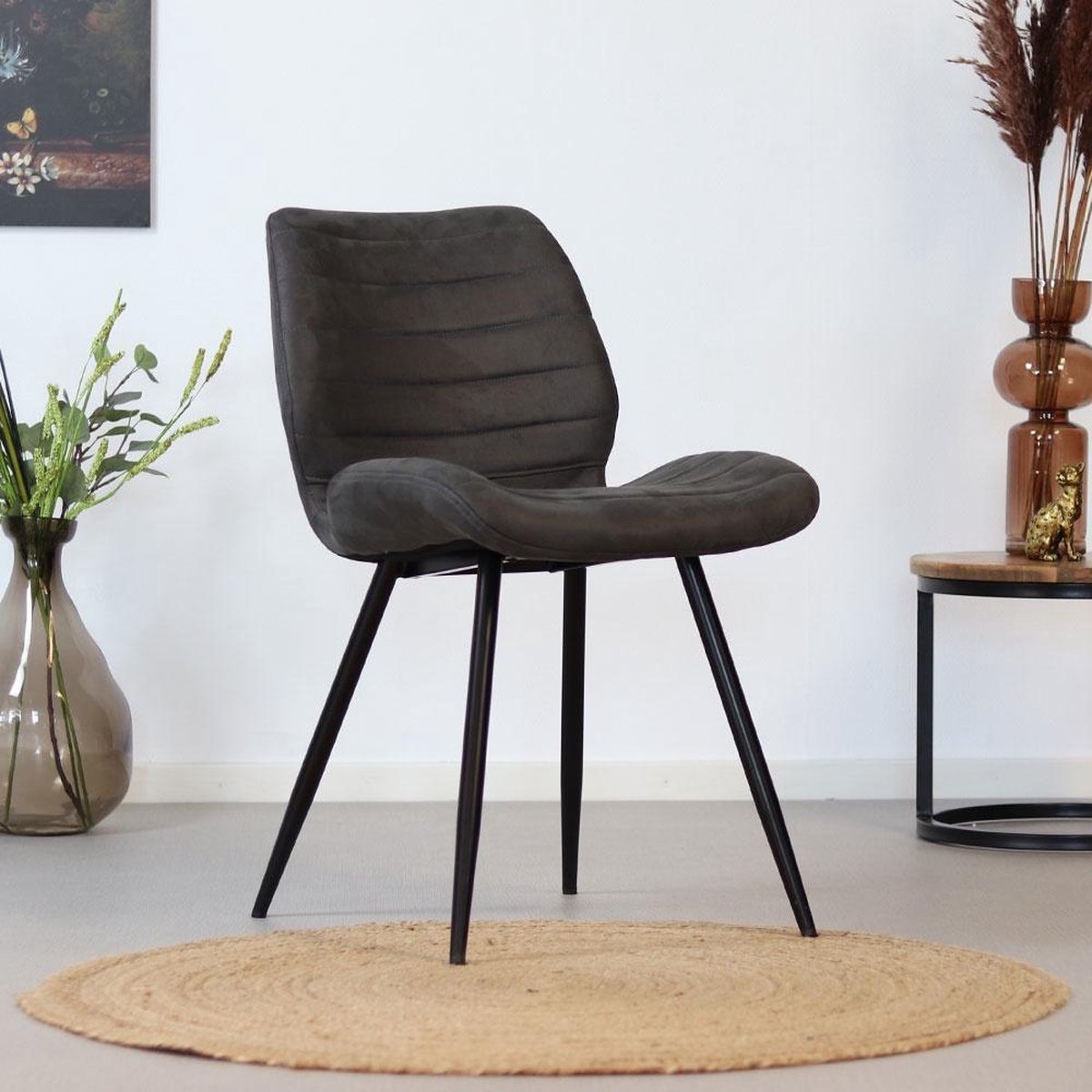 Bronx71 Industriële Eetkamerstoel Morris Antraciet - Eetkamerstoelen Set Van 4 - Grijs