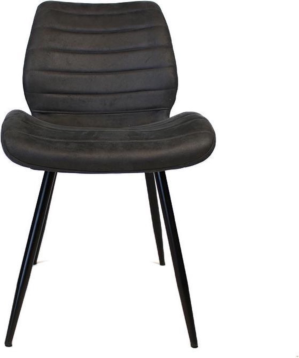 Bronx71 Industriële Eetkamerstoel Morris Antraciet - Eetkamerstoelen Set Van 4 - Grijs