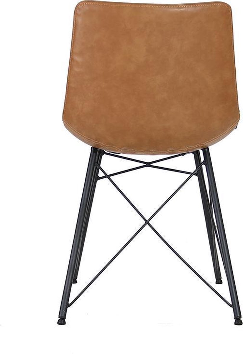Bronx71 Industriële Eetkamerstoel Lauren Cognac Pu Leer - Eetkamerstoelen Set Van 4 - Bruin
