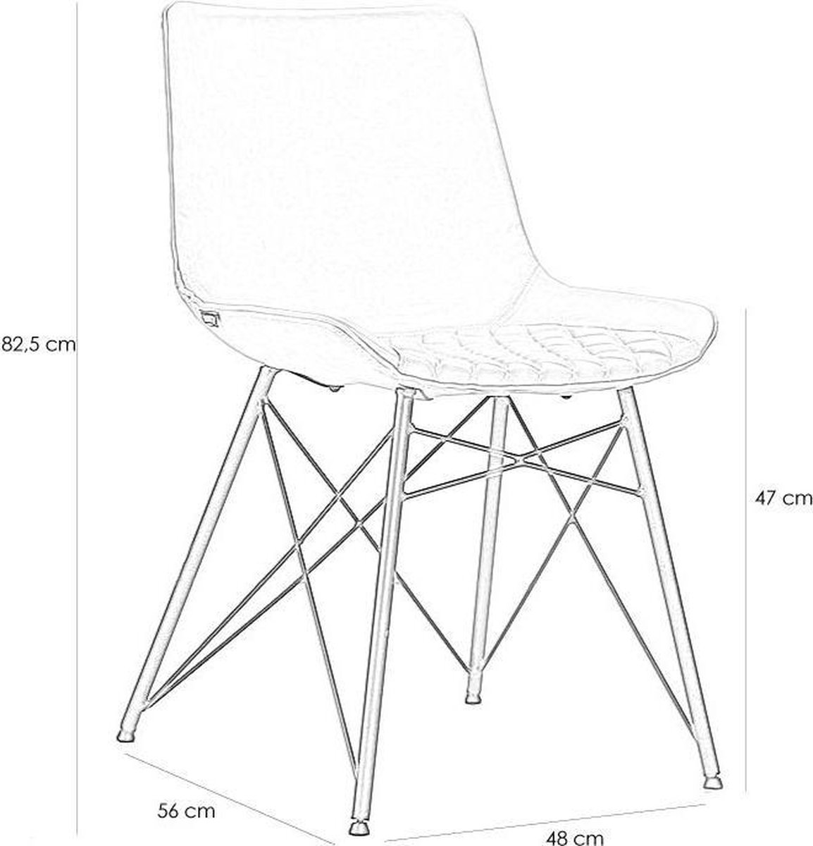 Bronx71 Industriële Eetkamerstoel Lauren Cognac Pu Leer - Eetkamerstoelen Set Van 4 - Bruin