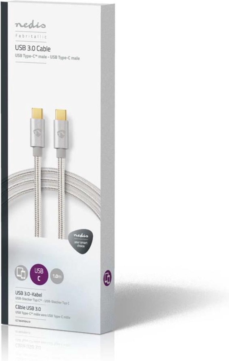 Nedis Usb-kabel - Aluminium - 1.00 M