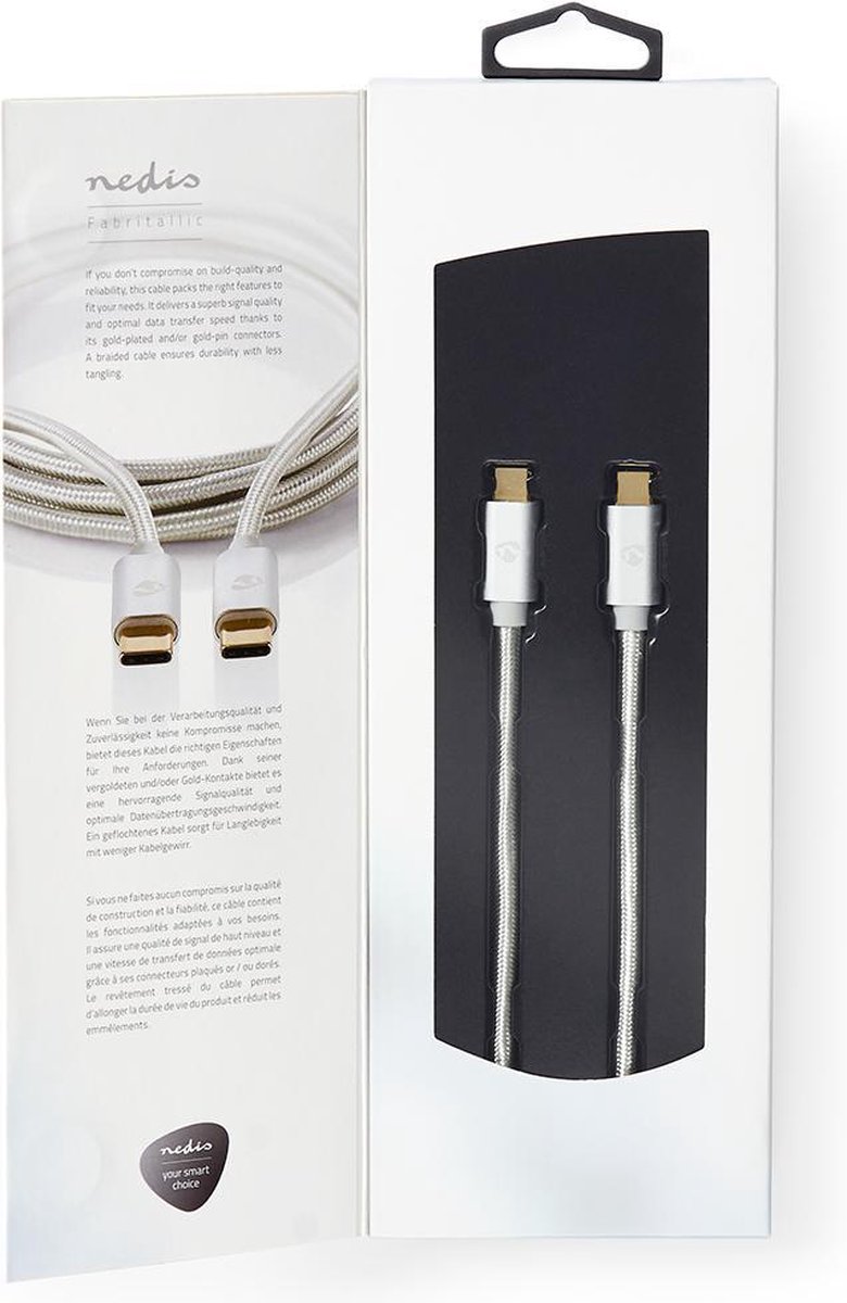 Nedis Usb-kabel - Aluminium - 1.00 M