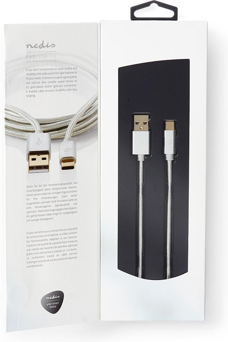 Nedis Usb-kabel - Aluminium - 2.00 M