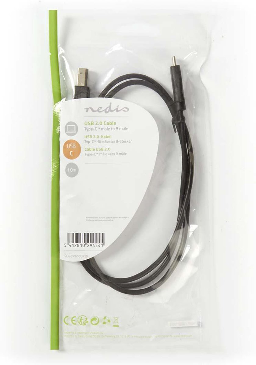 Nedis Usb-kabel 1.00 M - Zwart