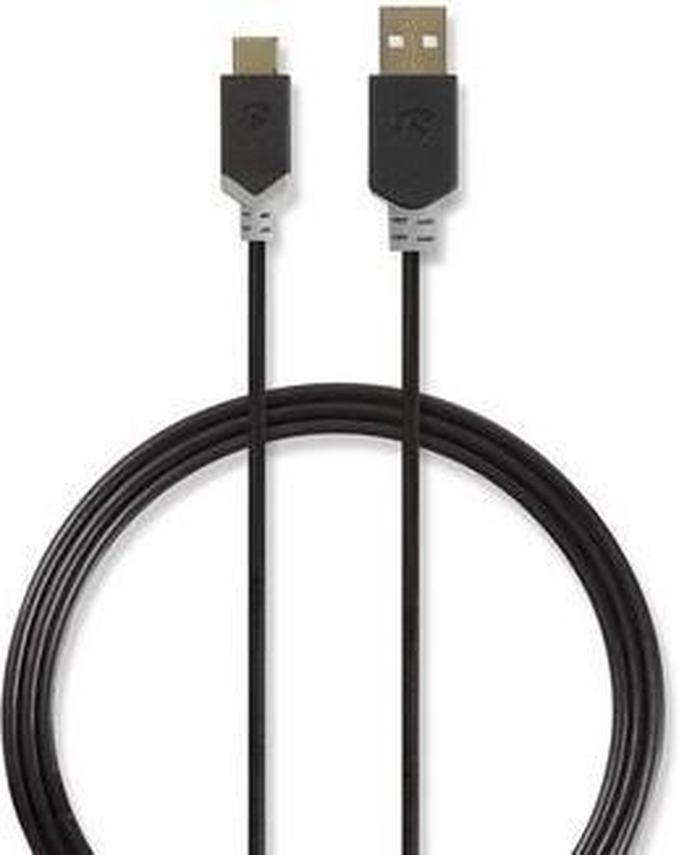 Nedis Usb-kabel - Antraciet - 1.00 M - Zwart