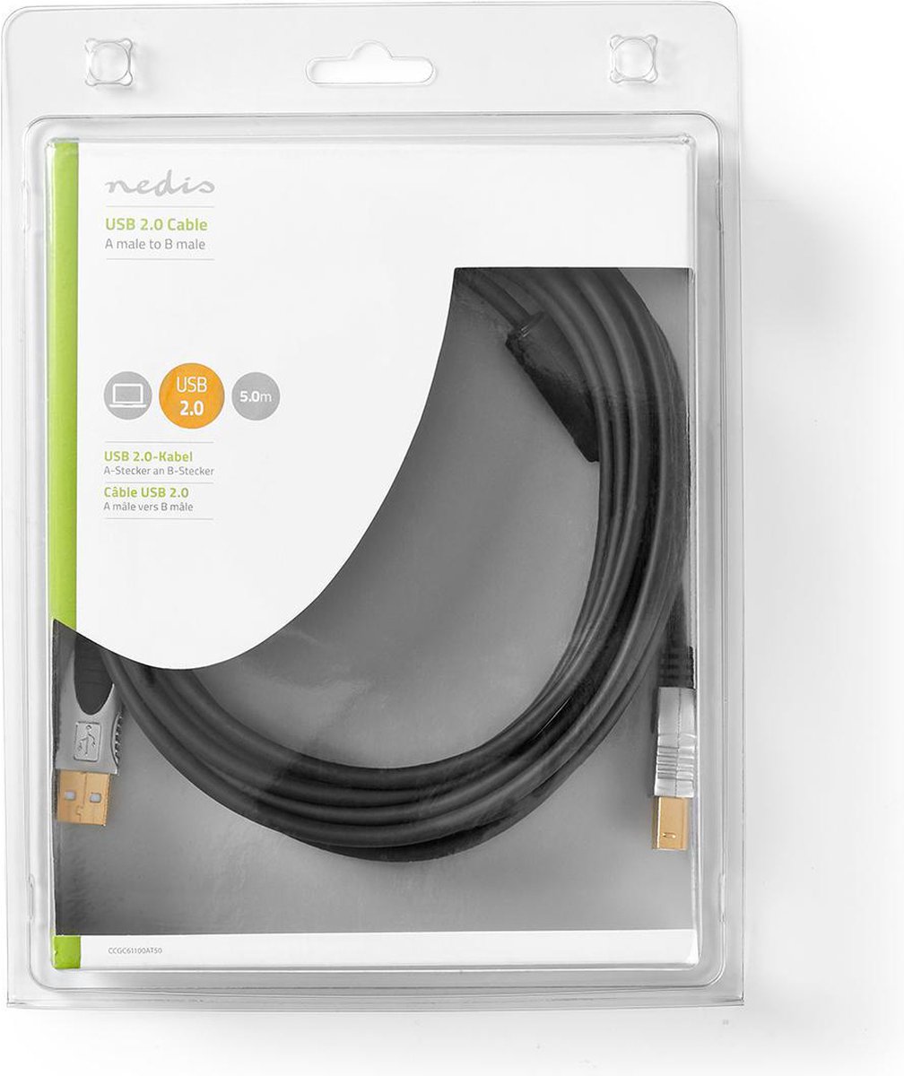 Nedis Usb-kabel - Antraciet - 5.00 M - Zwart