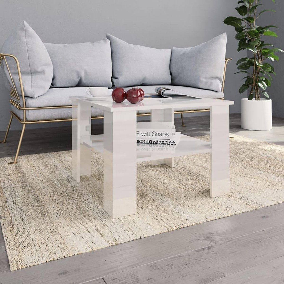 Vidaxl Salontafel 60x60x42 Cm Spaanplaat Hoogglans - Blanco