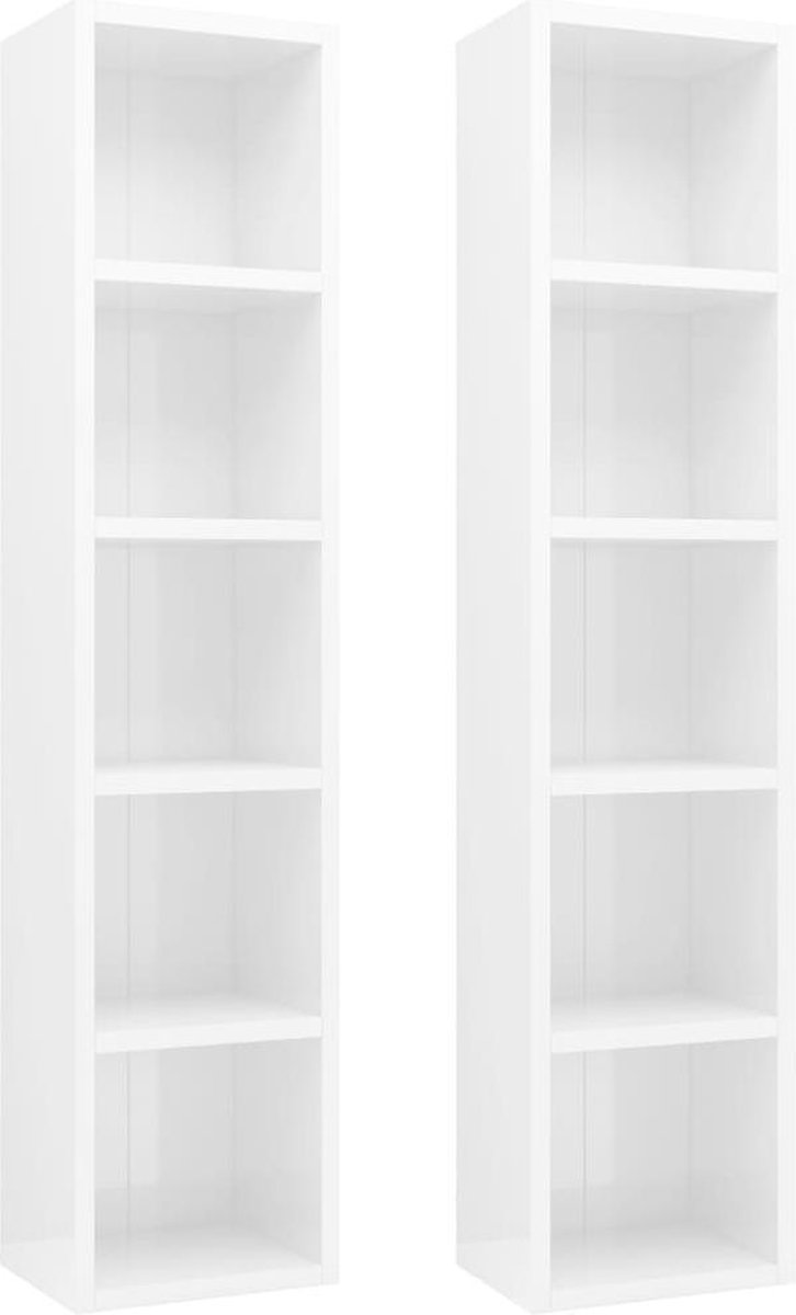 Vidaxl Cd-kasten 2 St 21x16x93,5 Spaanplaat Hoogglans - Wit