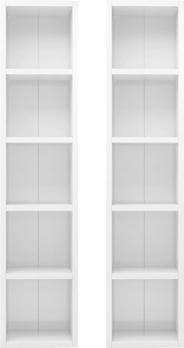 Vidaxl Cd-kasten 2 St 21x16x93,5 Spaanplaat Hoogglans - Wit