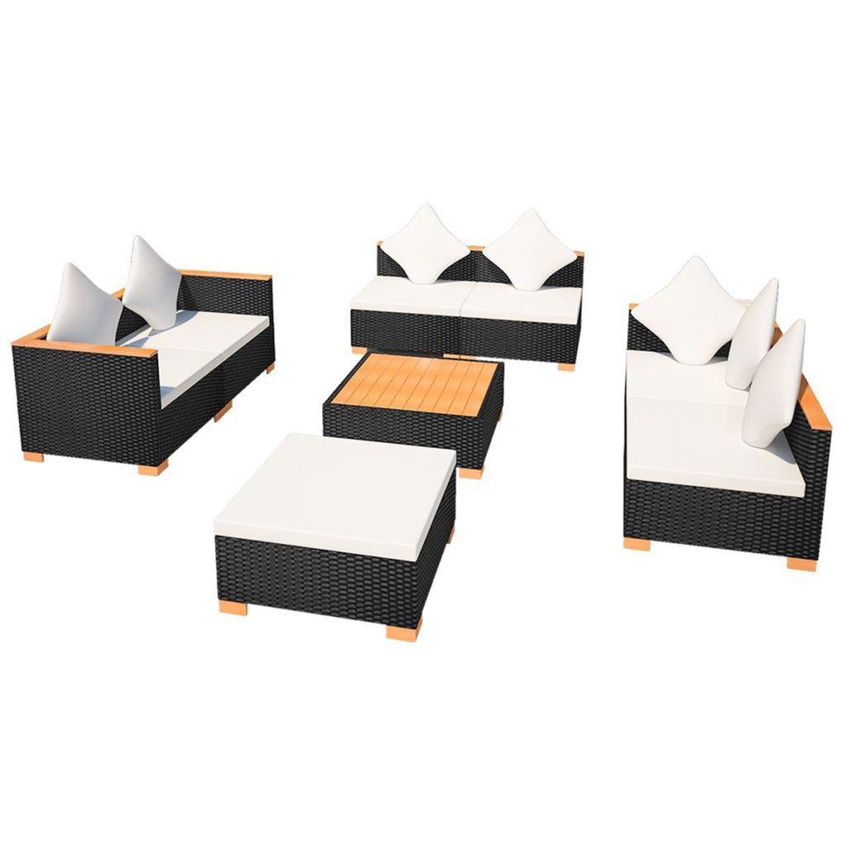 Vidaxl 8-delige Loungeset Met Kussens Poly Rattan - Zwart