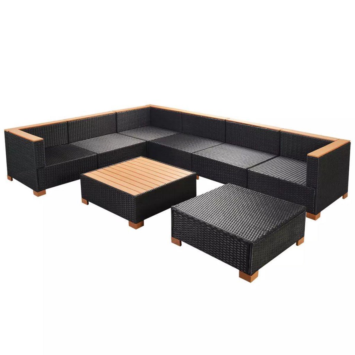 Vidaxl 8-delige Loungeset Met Kussens Poly Rattan - Zwart