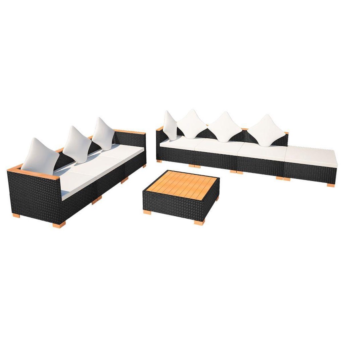 Vidaxl 8-delige Loungeset Met Kussens Poly Rattan - Zwart