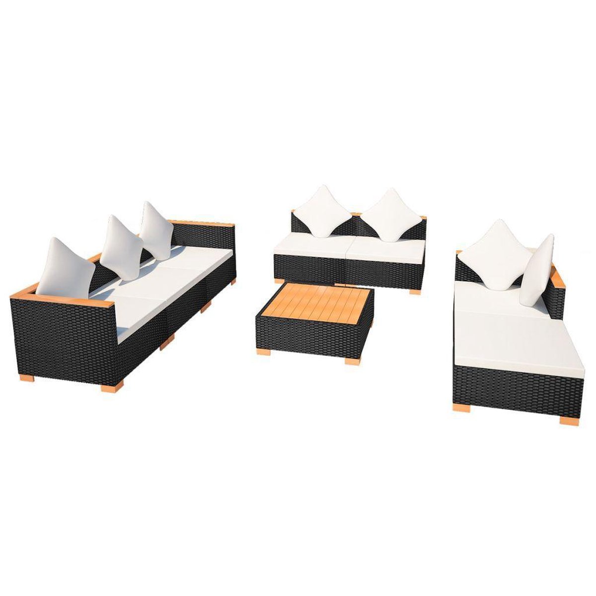 Vidaxl 8-delige Loungeset Met Kussens Poly Rattan - Zwart