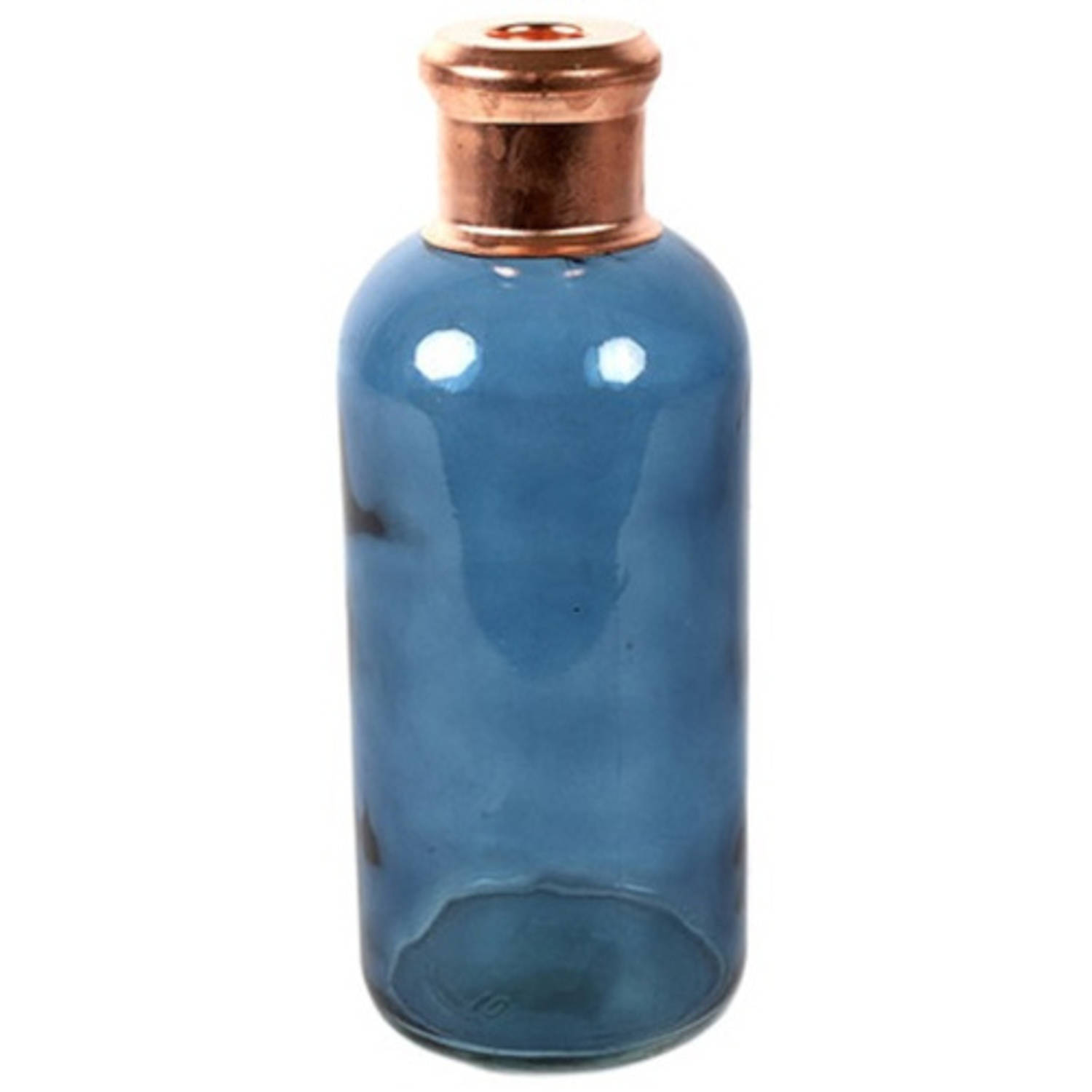 TOM Vaas Babet 27,5 X 10,5 Cm Glas/koper - Blauw