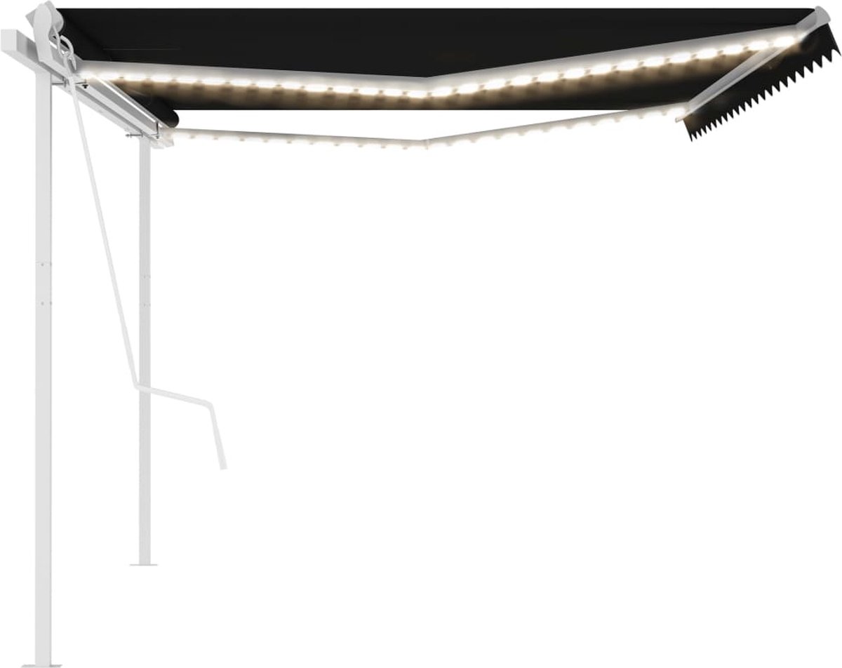 Vidaxl Luifel Automatisch Met Led En Windsensor 5x3 M Antracietkleurig