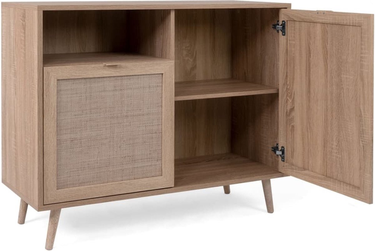 Finori Kast Bali 01a Sonoma Eikenkleurig En Rieteffect - Beige