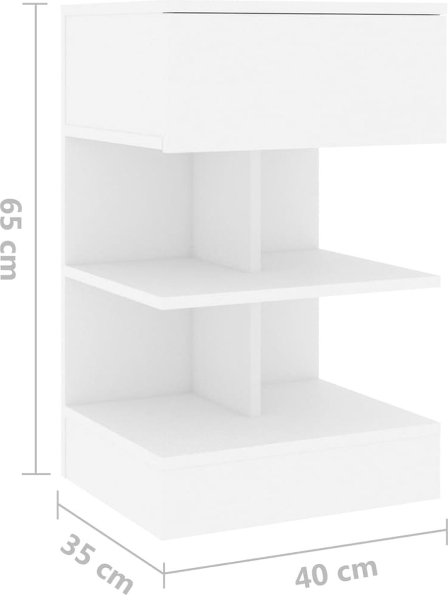 Vidaxl Nachtkastje 40x35x65 Cm Spaanplaat Wit